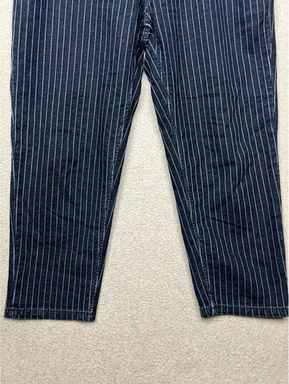 True Religion Devin PinStriped Cropped Jeans 34W Y2K Workwear Skater Retro